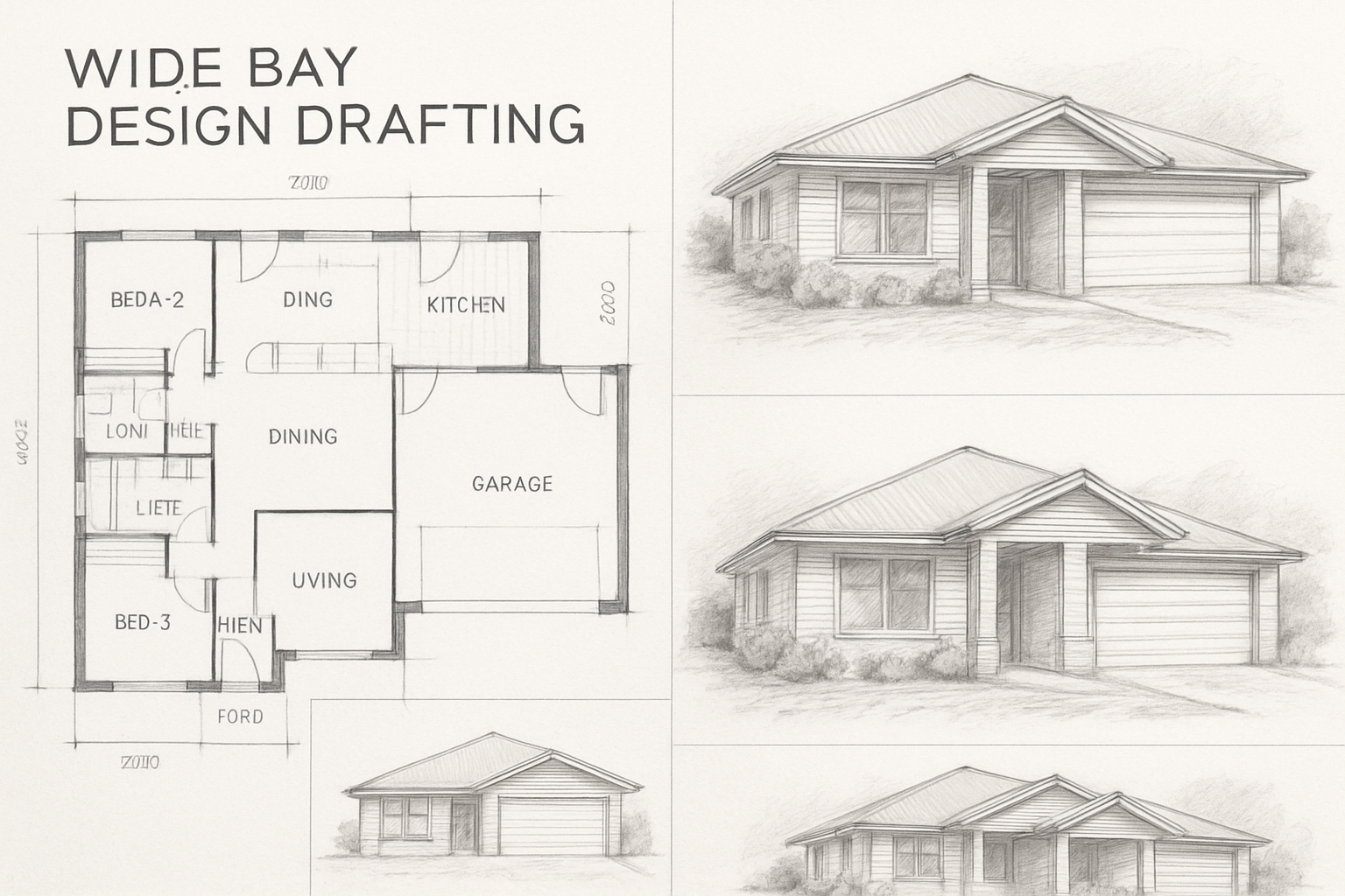 House design sketches by Wide Bay Design Drafting